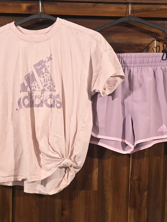 adidas Other - adidas Pink Shirt & Lavender Athletic Shorts